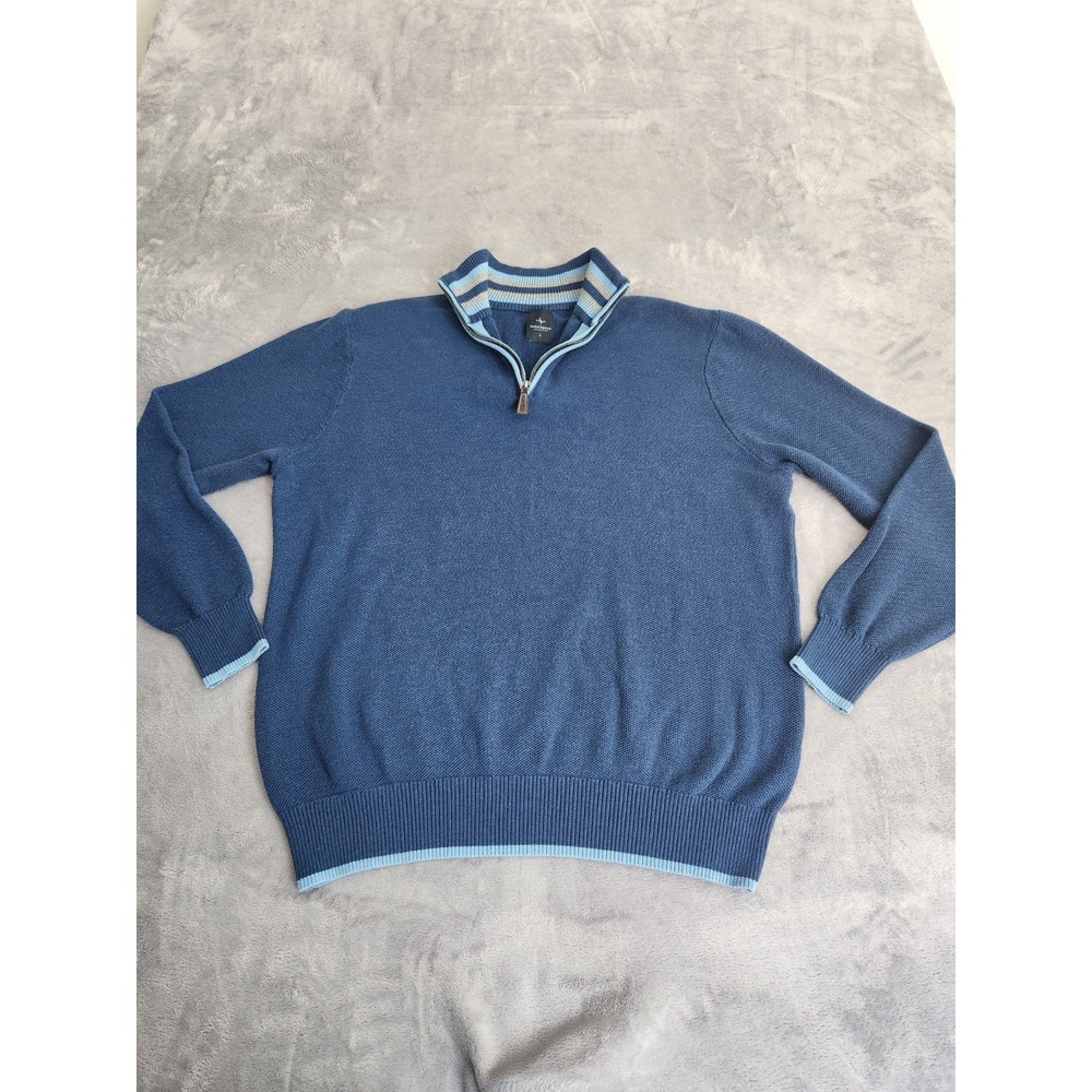 Tailorbyrd Collection Pullover 1/4 Zip Athletic Casual Navy Blue L Large Sweater